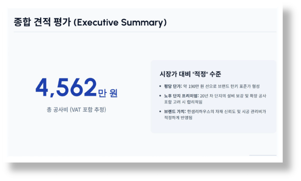 종합 견적 평가 Executive Summary